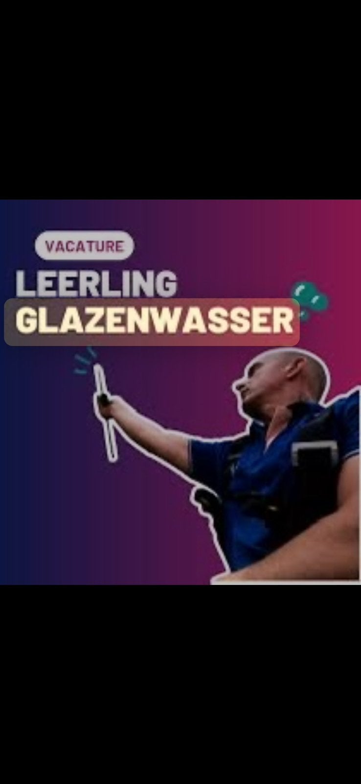 Glazenwasser gezocht schoonmakers gezocht, Schoonmaken bedrijfsruimte