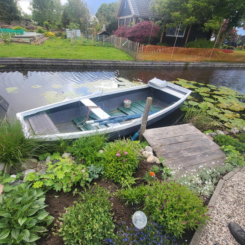 Houten boot met Suzuki 6pk 4-takt buitenboordmotor, Ophalen, Gebruikt, Motor en Techniek, Zeilboot of Motorboot