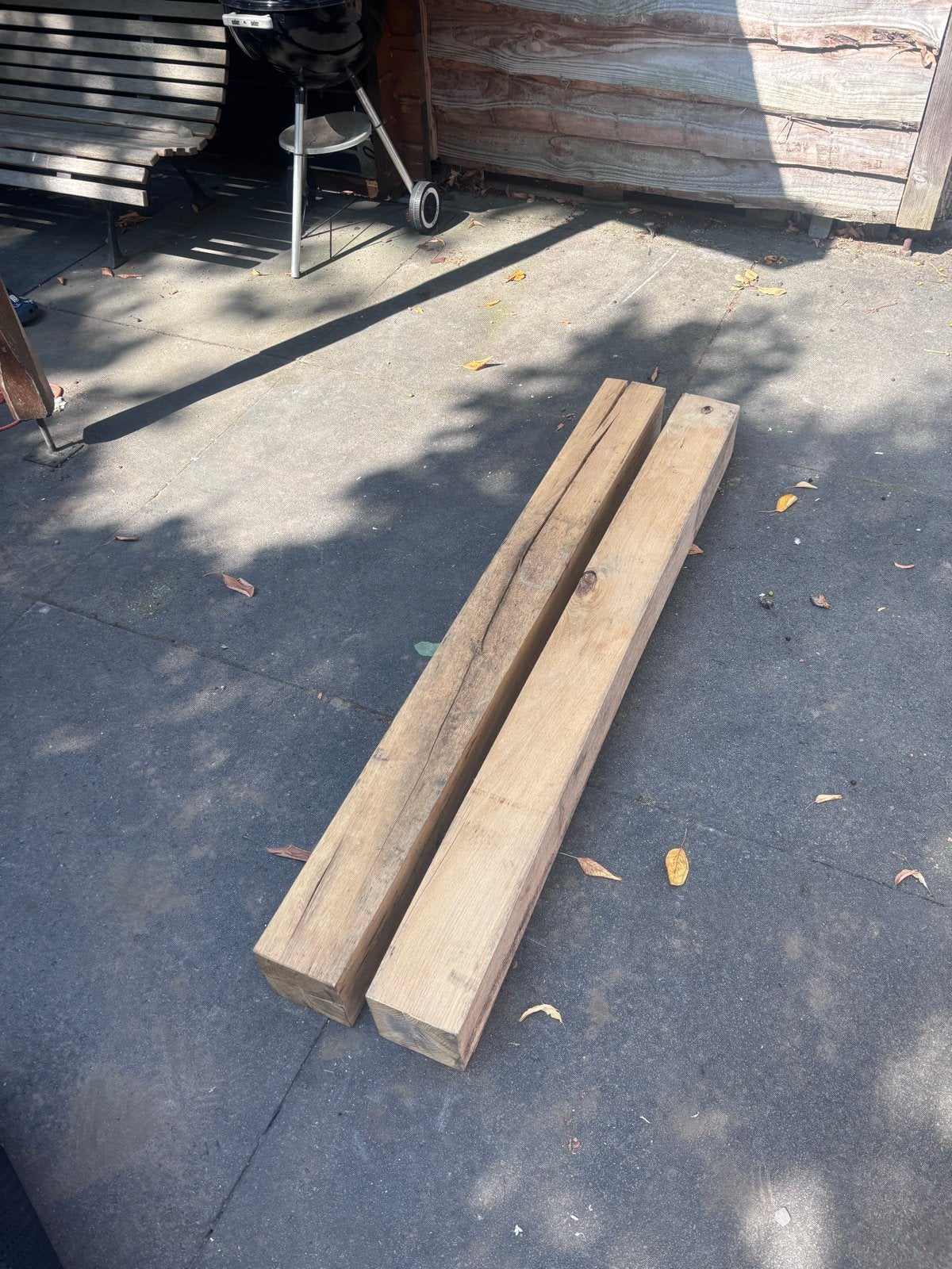 Eikenhouten balken 150 cm lang, 13x13 cm, Ophalen, Gebruikt, Eiken, 50 mm of meer
