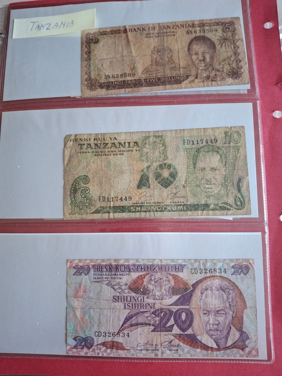 6 biljetten uit Tanzania - Diverse Shilling bankbiljetten, Ophalen of Verzenden, Tanzania, Setje