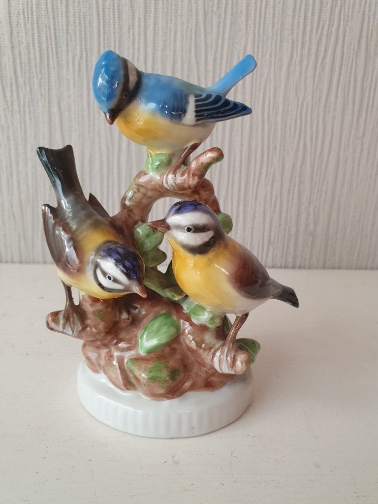 Porseleinen Beeldje–3 Pimpelmezen– Gerold Porzellan Bavaria, Ophalen of Verzenden