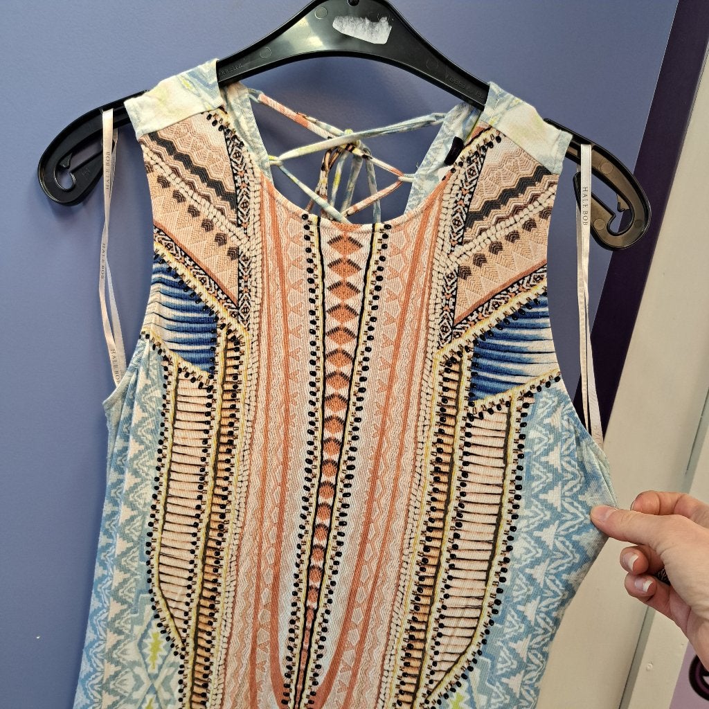 Hale Bob maxidress lange jurk pastel tinten boho S nr 45722, Blauw, ., Hale Bob, Ophalen of Verzenden