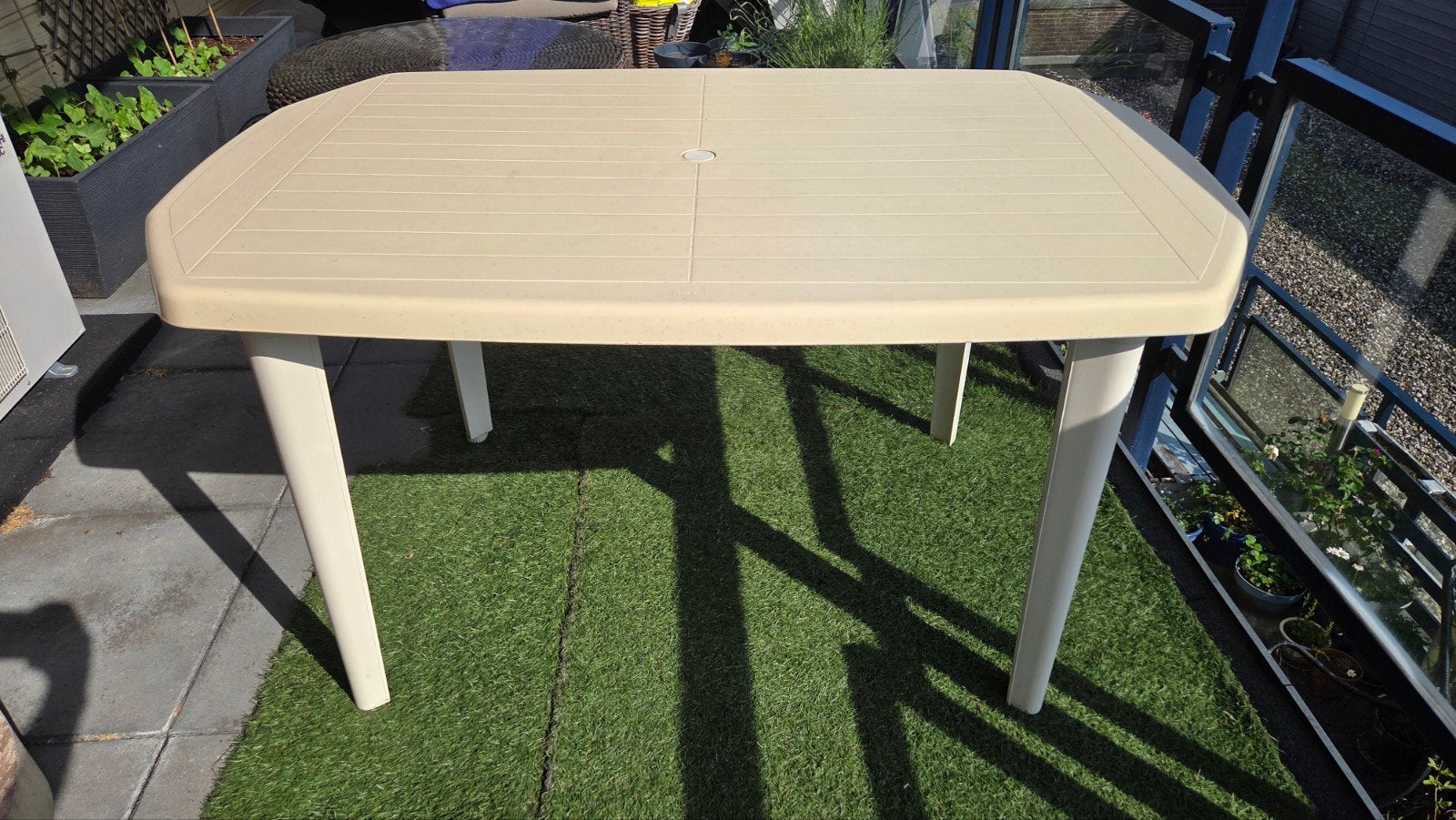 Hartman tuintafel, Tuin en Terras, Tuintafels, Gebruikt, Rechthoekig, Kunststof, Ophalen