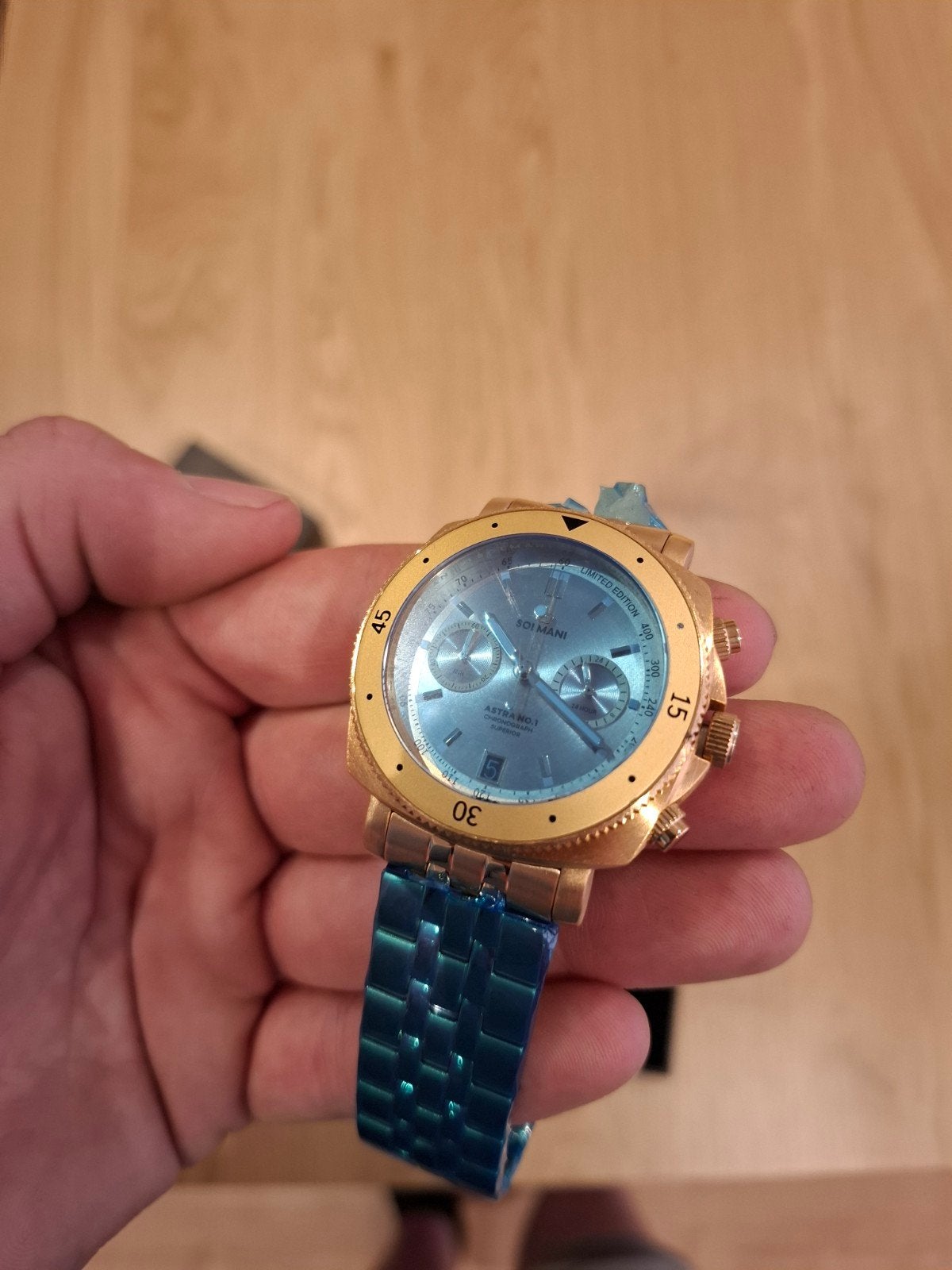 Astra No.1 Goudkleurig Quartz Chronograaf Horloge 40mm, Sieraden, Tassen en Uiterlijk, Horloges | Heren, Overige merken, Staal
