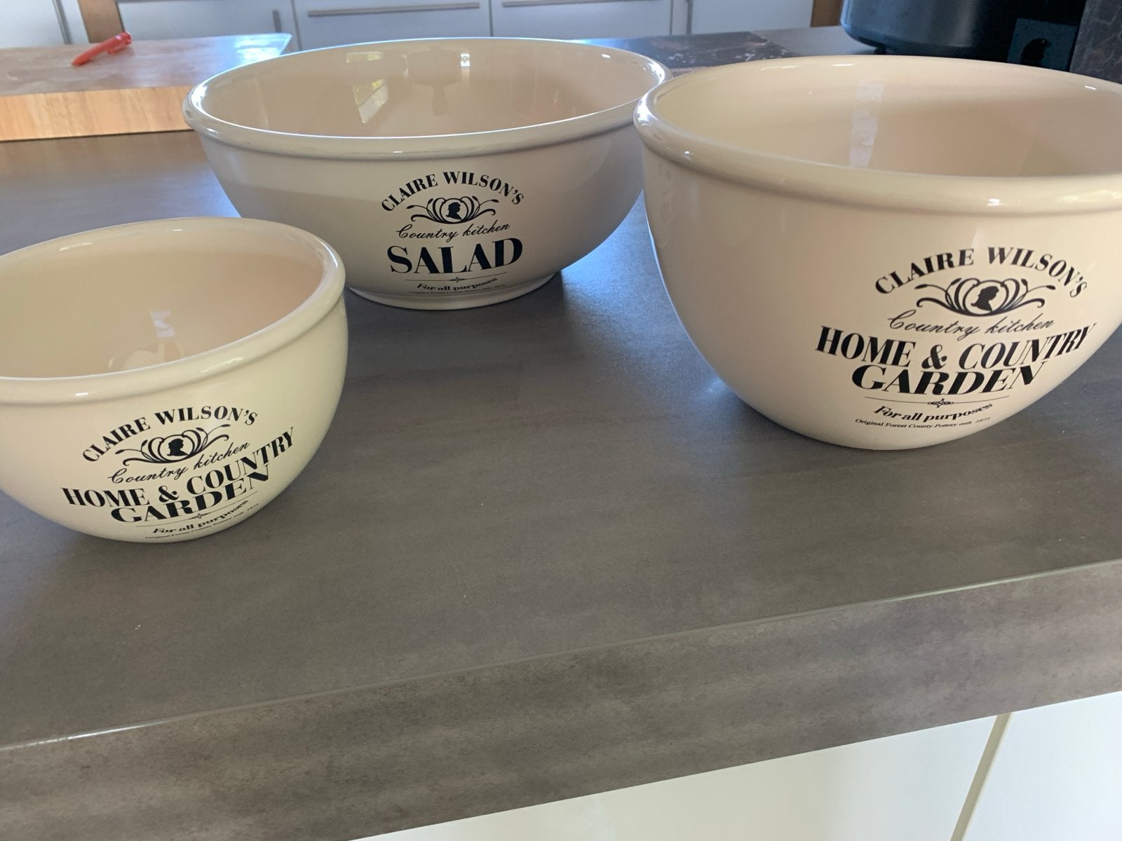 Claire Wilson's Country Kitchen Schalen Set - 3 Stuks, Salad, Overige typen, Steen/keramiek, Claire Wilson's