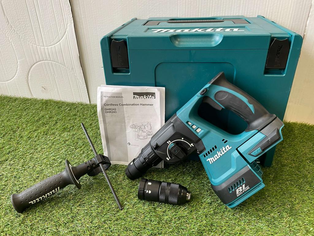 Makita DHR243ZJ 18V Accu SDS-plus combihamer+snelspanboorkop, Niet ingevuld, Niet ingevuld, Ophalen of Verzenden, Zo goed als nieuw