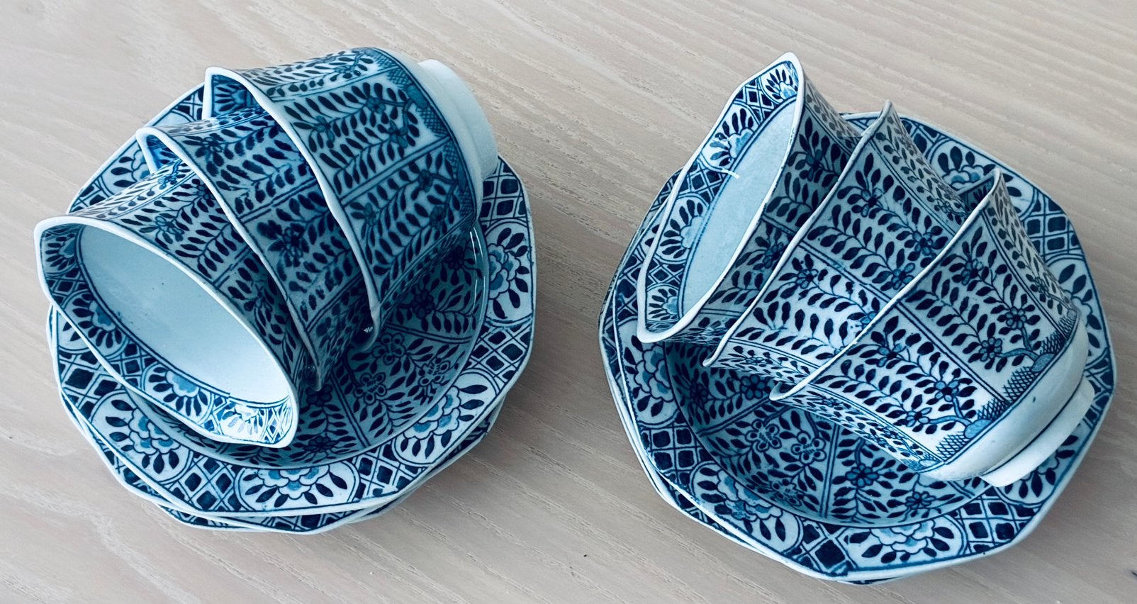 6 Mosa KangXi stijl ca. 1910 kopjes en schoteltjes, Ophalen of Verzenden