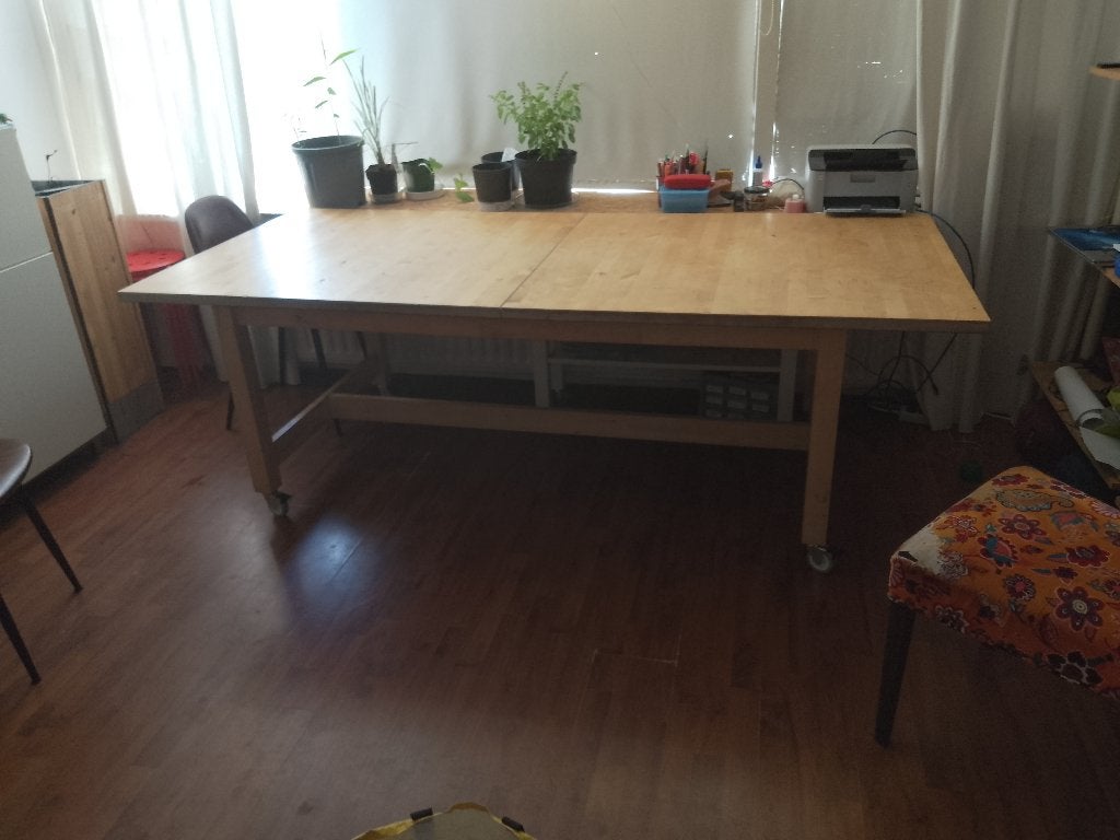 Uitschuifbare en verrijdbare eettafel, Huis en Inrichting, Tafels | Eettafels, Ophalen, Gebruikt, 200 cm of meer, 50 tot 100 cm