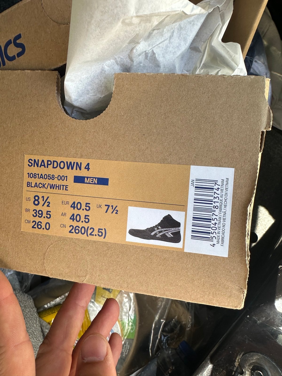 ASICS Snapdown 4 Worstelschoenen Zwart/Wit - Maat 40.5, Ophalen of Verzenden, Nieuw, Zwart, Sportschoenen