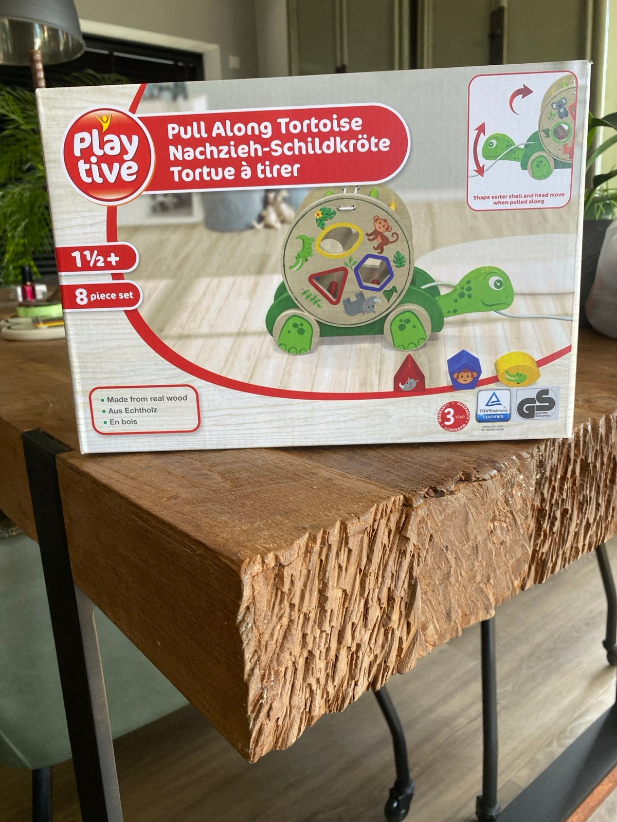 Playtive Houten Schildpad Trekspeelgoed met Vormenstoof, Ophalen, Nieuw, Overige typen, Met wieltjes