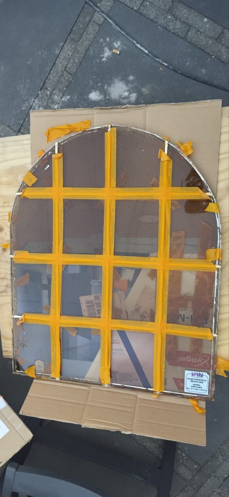 glas in messing raam voordeur, Doe-het-zelf en Verbouw, Glas en Ramen, Ophalen, Gevelraam of Ruit, Gebruikt, Minder dan 80 cm