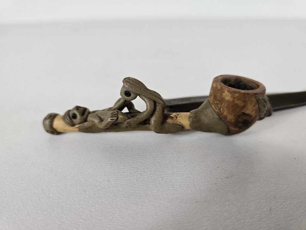 Pijp seksuele handeling, klei, hout, Nederland, 20e eeuw, Antiek en Kunst, Ophalen of Verzenden