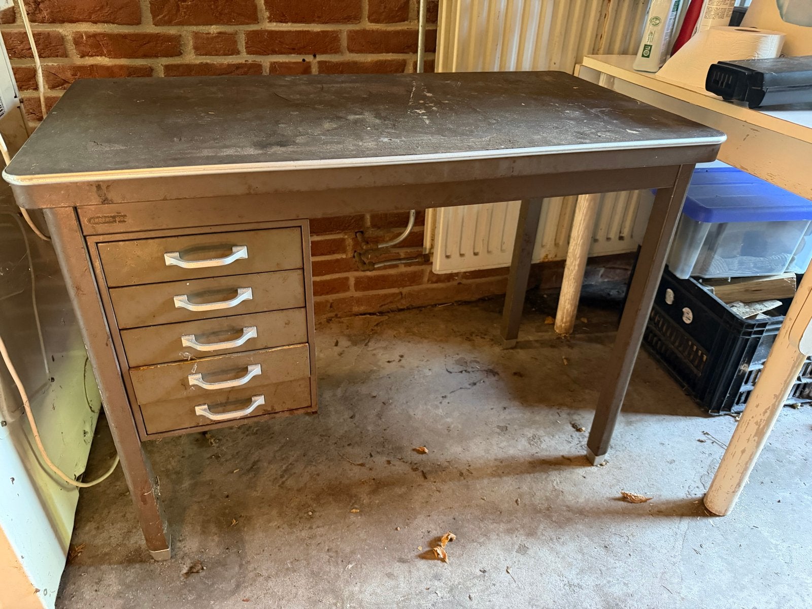 Vintage metal bureau met lades - Industrieel design, Overige typen, Gebruikt, Met lades, Metaal
