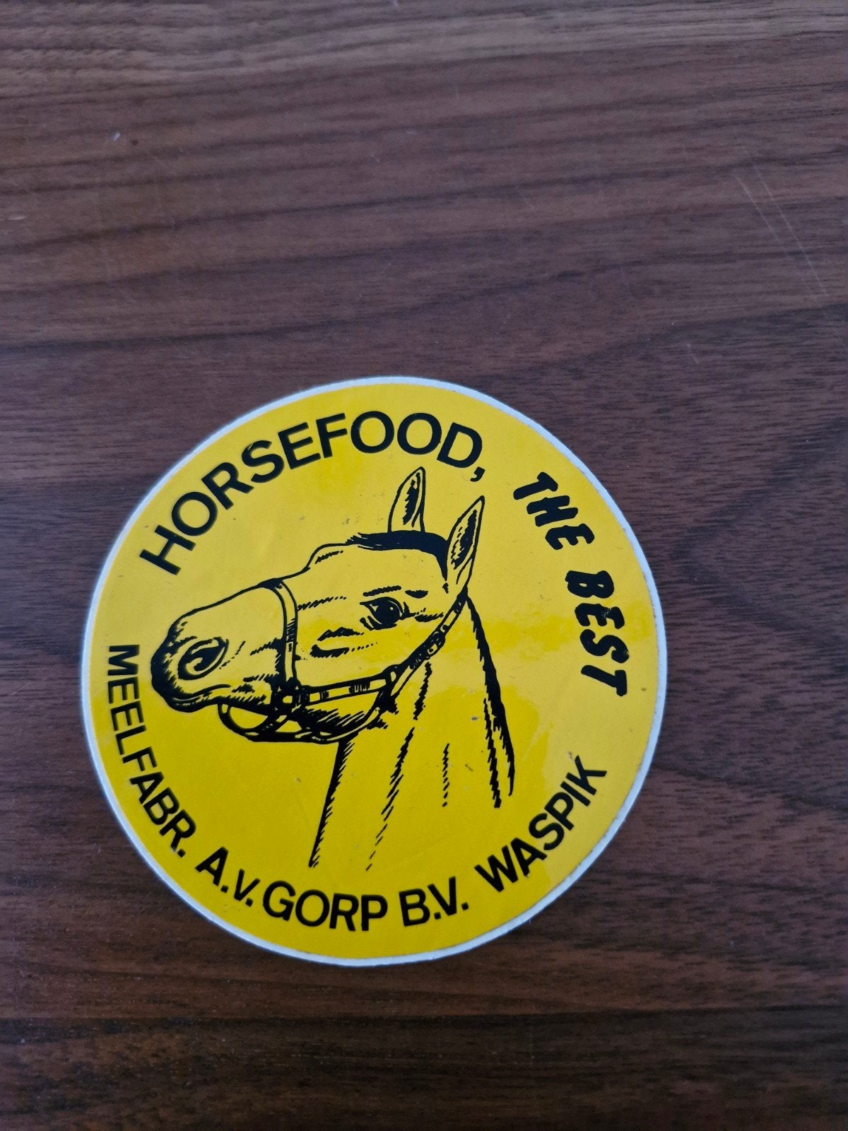 496 Vintage sticker Horsefood Meelfabr. A.V. Gorp B.V. Waspi, Ophalen of Verzenden, Zo goed als nieuw, Dier en Natuur