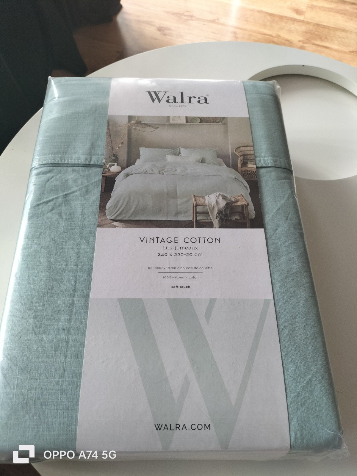 Walra Vintage Cotton Dekbedovertrek Lits-jumeaux, Huis en Inrichting, Ophalen of Verzenden, Nieuw, Groen, Dekbedovertrek