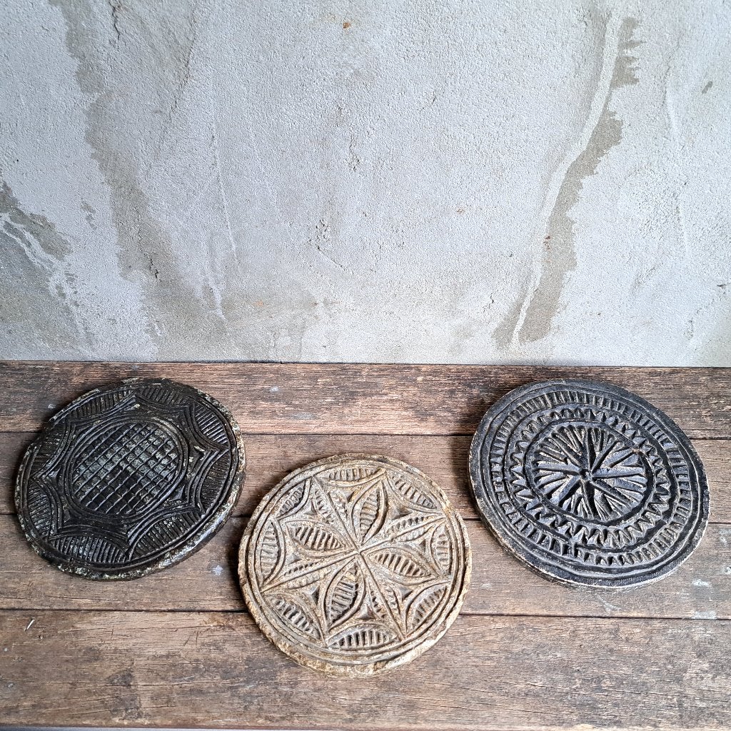1x Landelijke stenen onderzetter mandala sober stoer *Etage3, ., Ophalen of Verzenden, Zo goed als nieuw, .