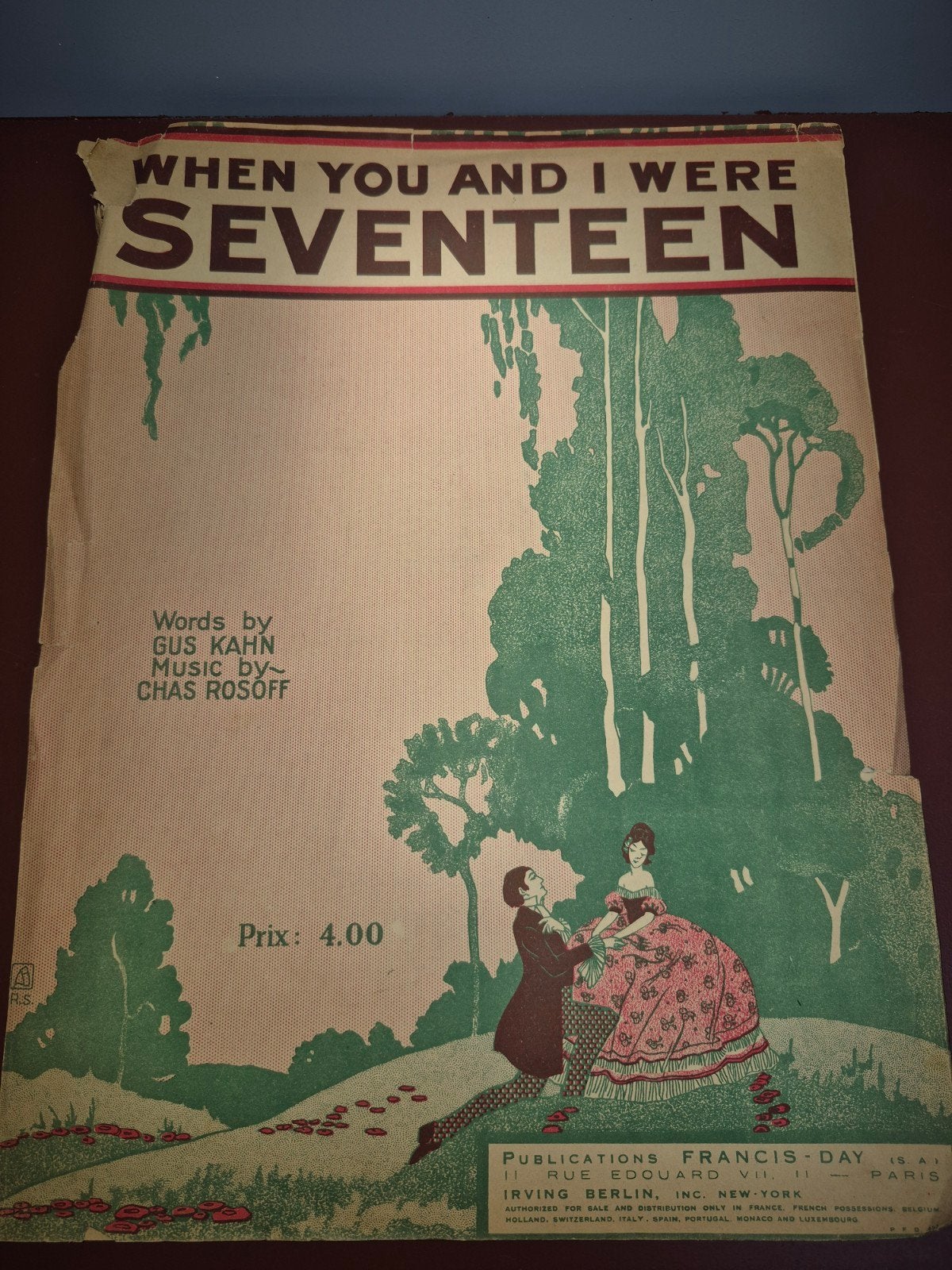 Antiek bladmuziek: When You and I Were Seventeen, Ophalen of Verzenden