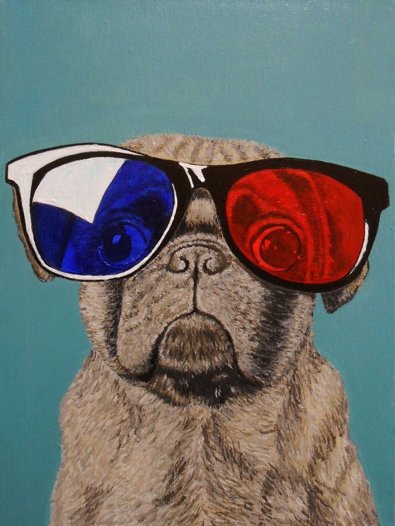 "Meneer Stereo-Hond", Verzenden, Dieren, Olieverf, Handgeschilderd
