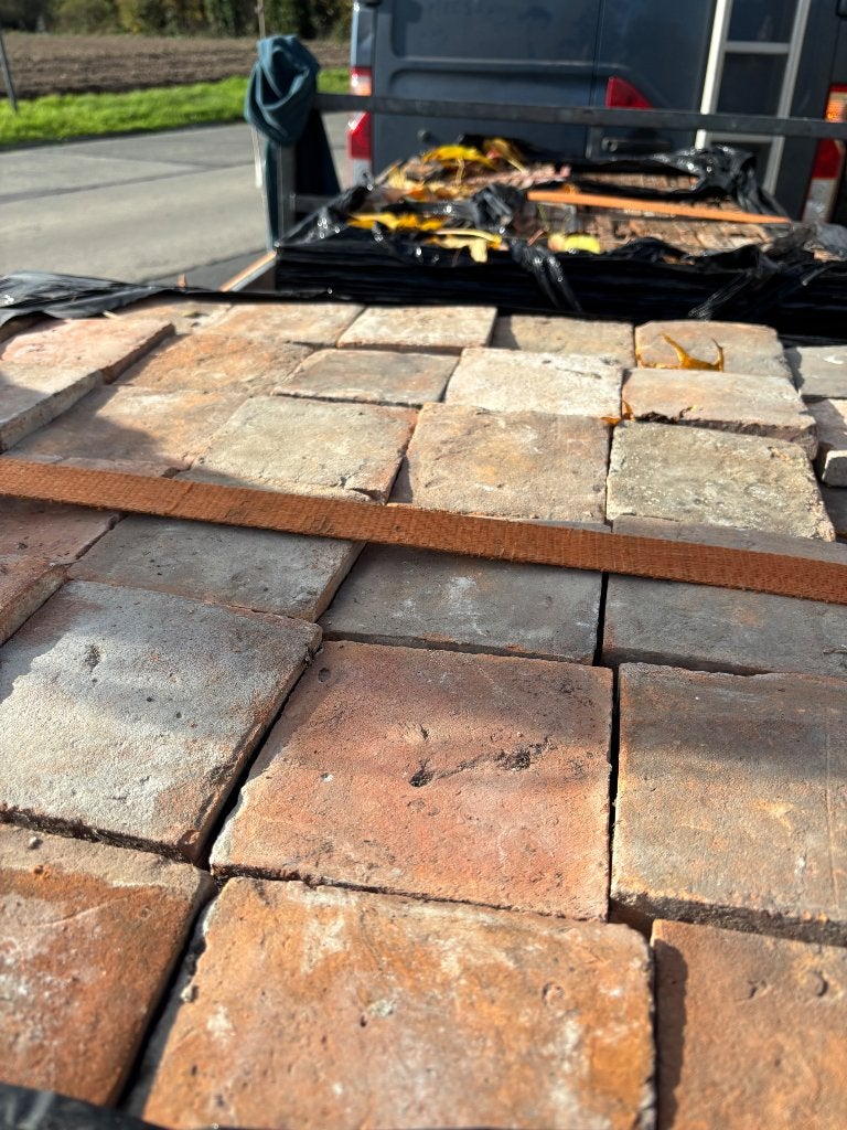 Lot antieke terracotta tegels Voor info BELLEN 0474220705, Ophalen