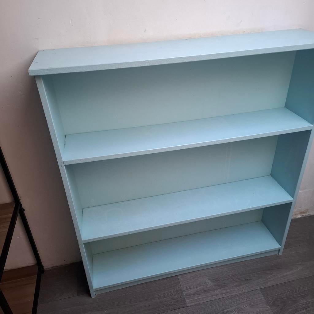Blauwe kast kinderkamer boeken speelgoed, Ophalen, Met plank(en), Gebruikt, 100 tot 150 cm
