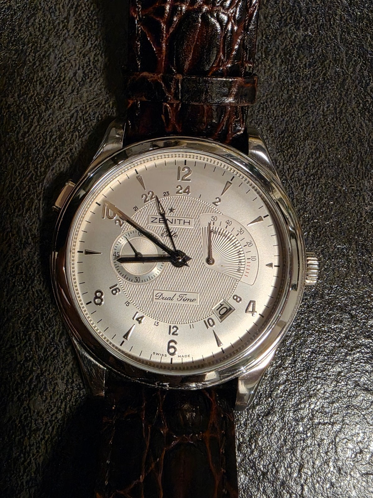 Zenith Grande Class Dual Time horloge, Overige merken, Staal, Polshorloge, Ophalen of Verzenden
