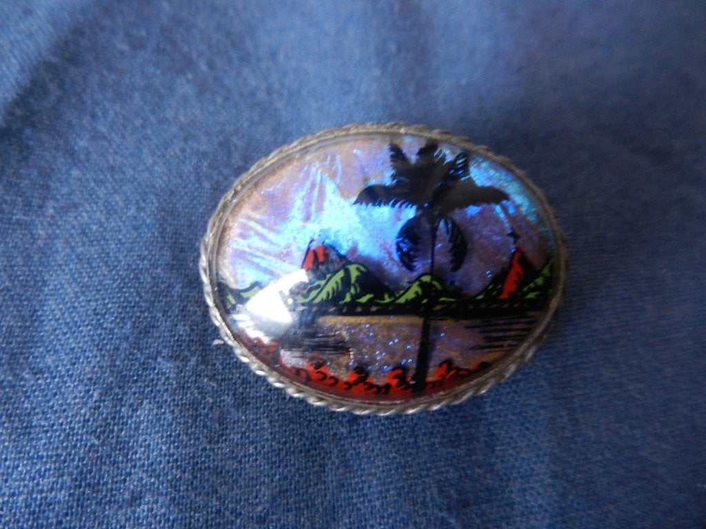 Ovale broche Baai Guanabara Rio de Janeiro, onedel b. 3,2 cm, Overige materialen, Overige kleuren, Minder dan 4 cm, Ophalen of Verzenden