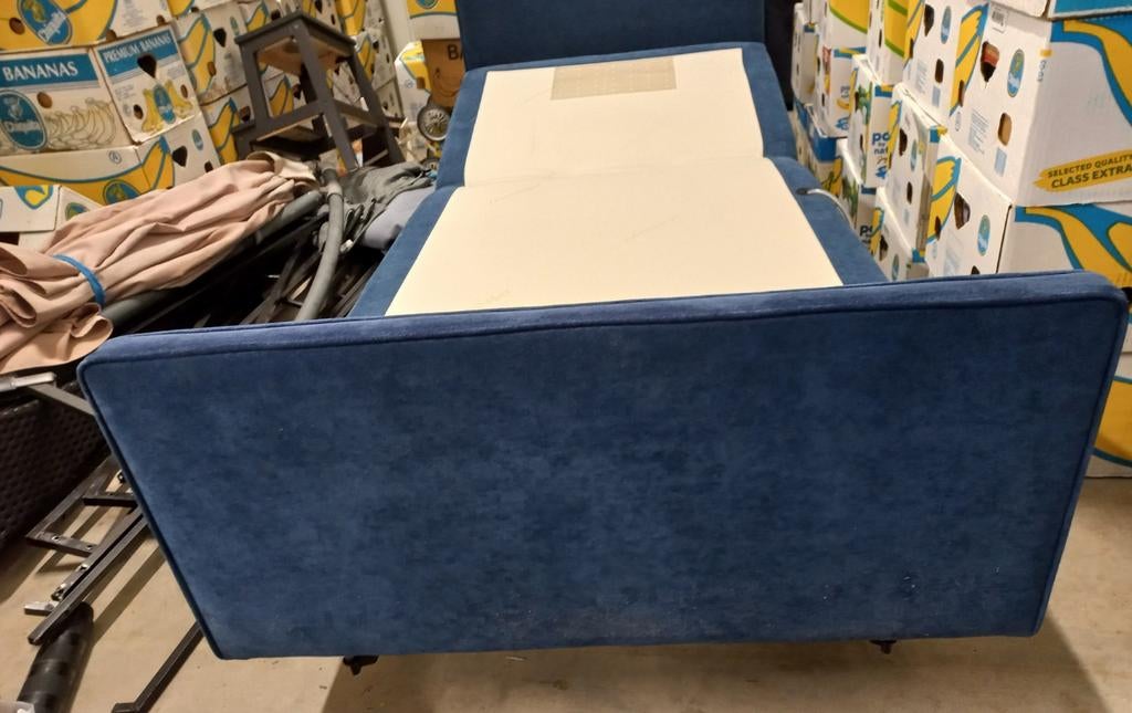 Prachtig eenpersoonsbed met zevenslaper matras, donkerblauw, Ophalen, 90 cm, Eenpersoons, Blauw
