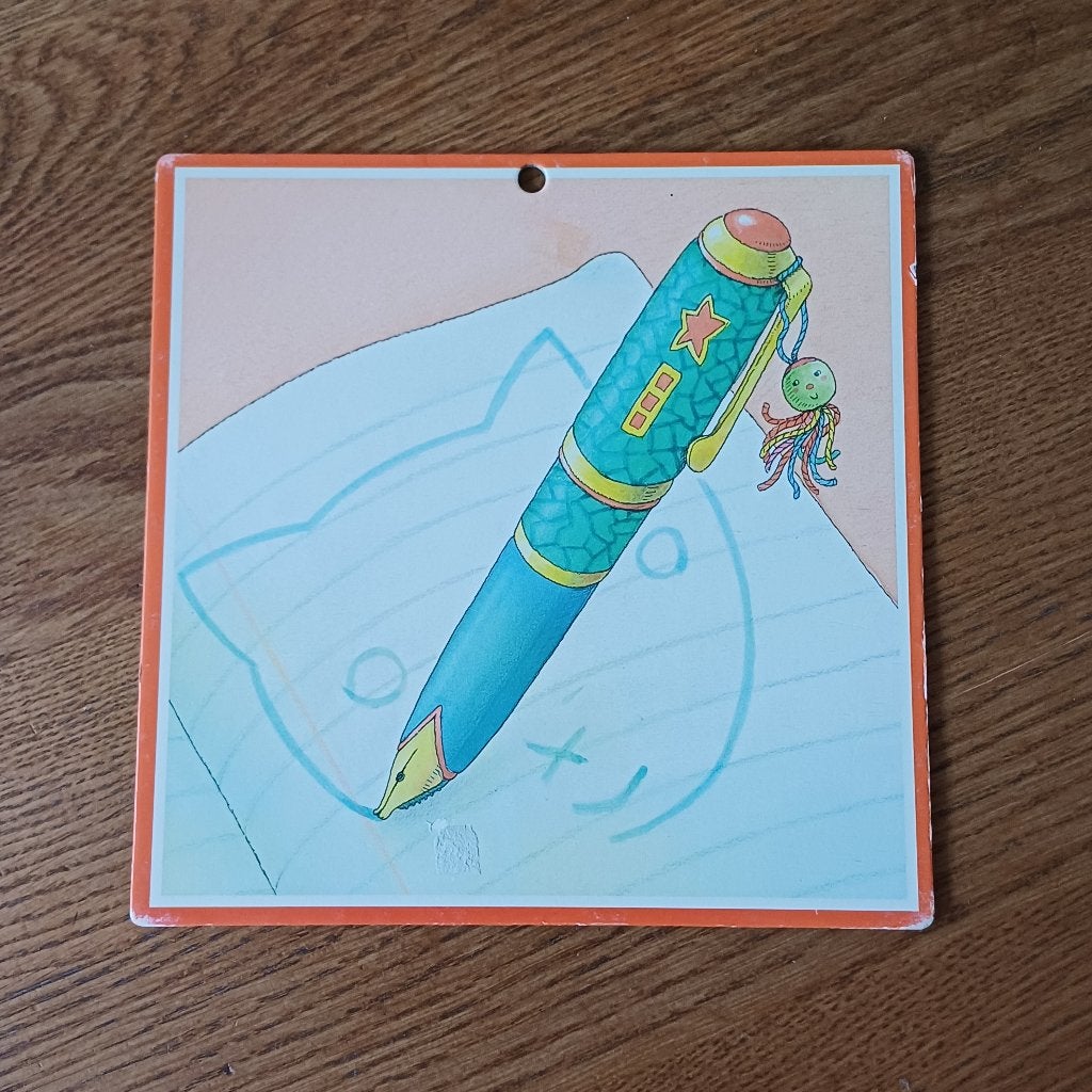 Vintage wandkaartje Veilig leren lezen - Pen, 22 cm, Gebruikt, Papier/karton, Ophalen of Verzenden