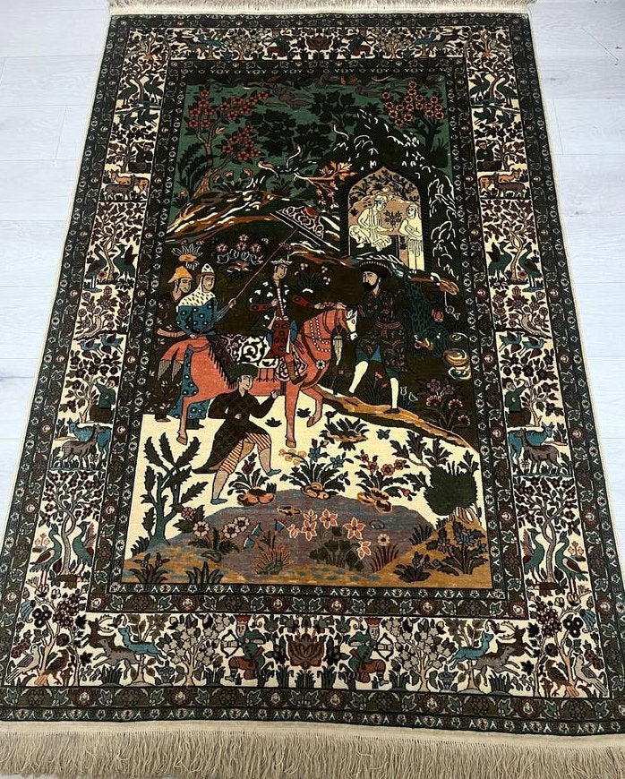 Prachtig Perzisch Tapijt 120x187cm - Handgeknoopt zijde, 100 tot 150 cm, Nieuw, Ophalen of Verzenden, 150 tot 200 cm