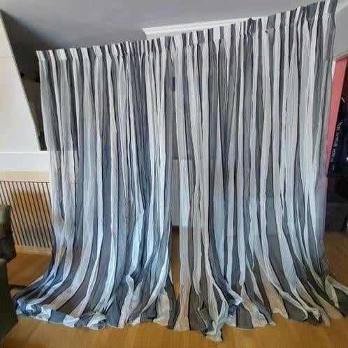 2x Witte/zwarte vitrage (B217cmx258cm-elke vitrage), Ophalen of Verzenden, Gebruikt, 200 cm of meer, 200 cm of meer
