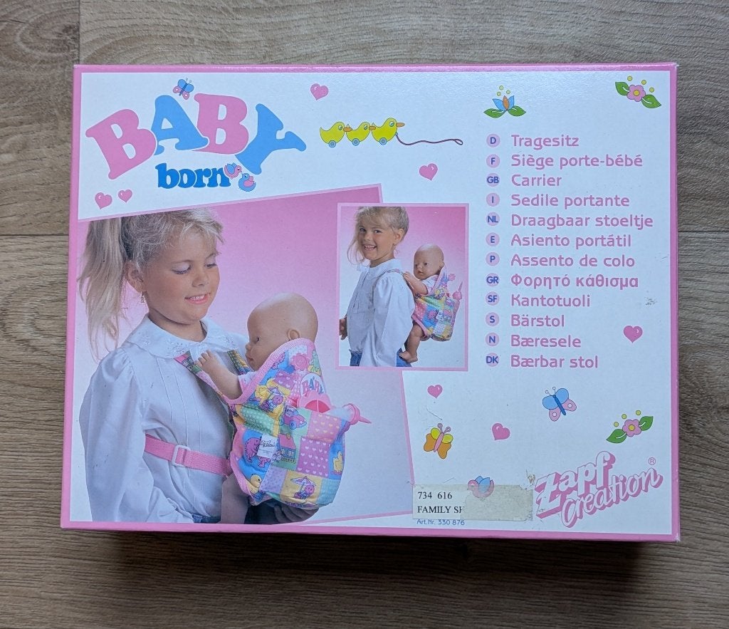 vintage babyborn draagstoeltje / draagzak, Ophalen of Verzenden, Gebruikt, Babypop