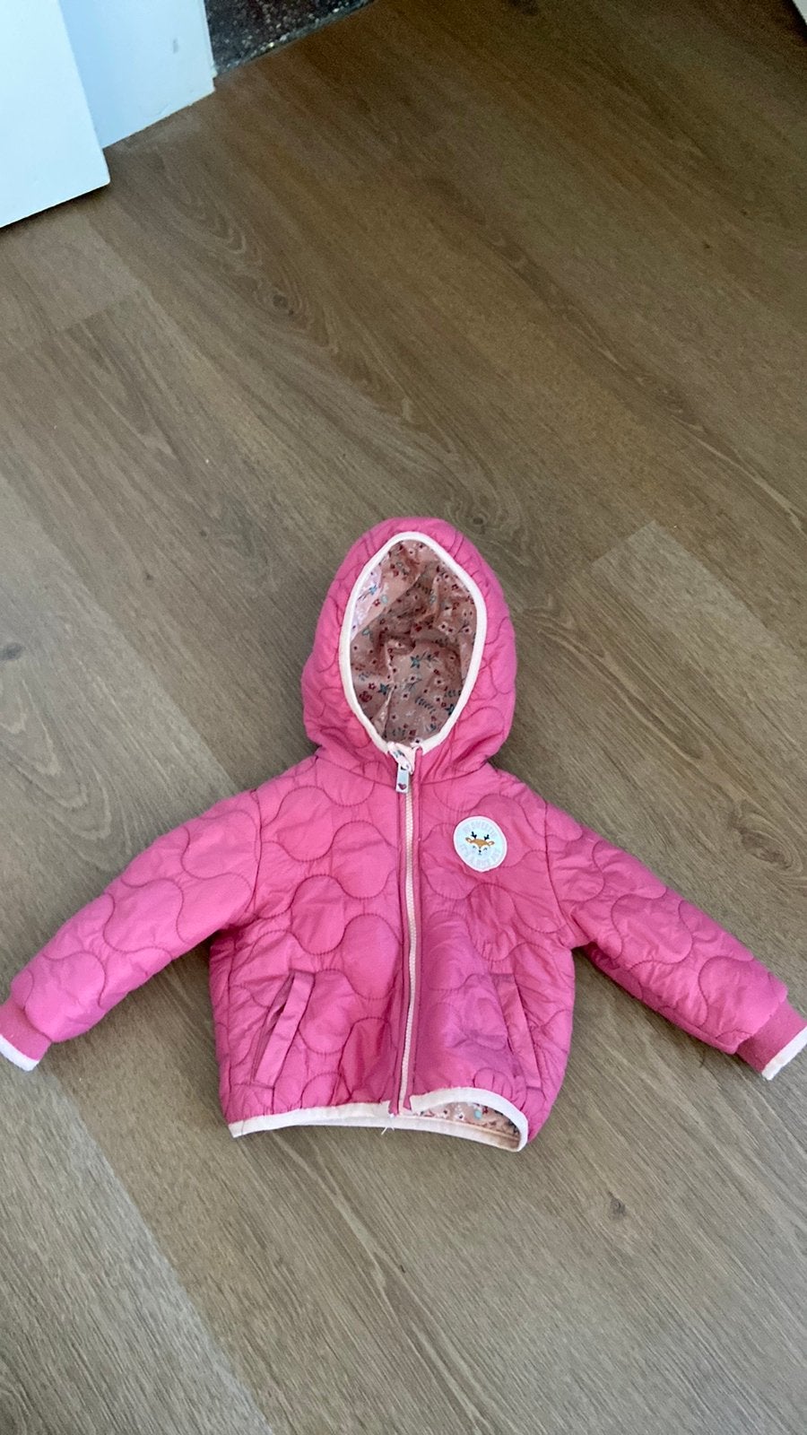 Winterjas meisje maat 56- 62 aan twee kanten draagbaar, Kinderen en Baby's, Babykleding | Maat 56, Ophalen of Verzenden, Gebruikt