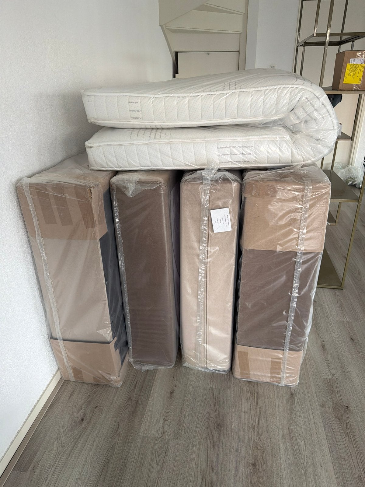 Nieuw Haco Boxspring Stripe 200x220 met Topper Alexia Pocket, Ophalen, 100 cm, Eenpersoons, Beige