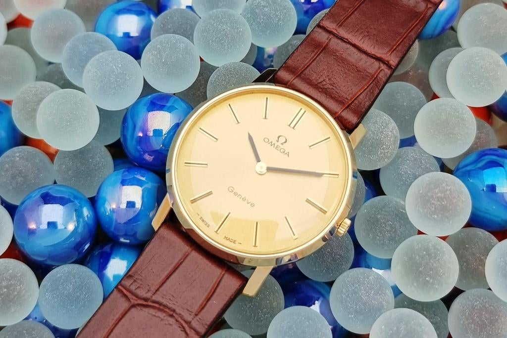 Omega Geneve GP Excellente cond. 1972 Vintage Mint, Sieraden, Tassen en Uiterlijk, Horloges | Heren, Ophalen, Leer, Staal, Polshorloge