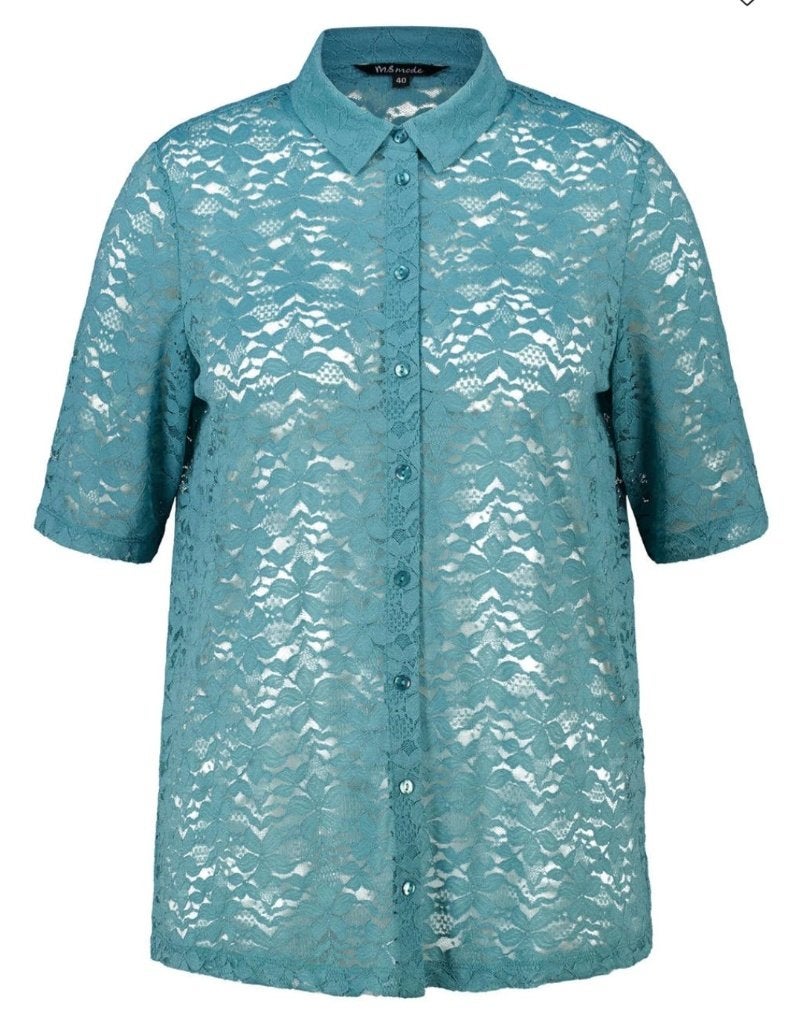 M&S MODE Nieuwe kanten tuniek blouse maat 48 PETROL KLEUR, Kleding | Dames, Blouse of Tuniek, Nieuw, Ophalen of Verzenden, MS Mode