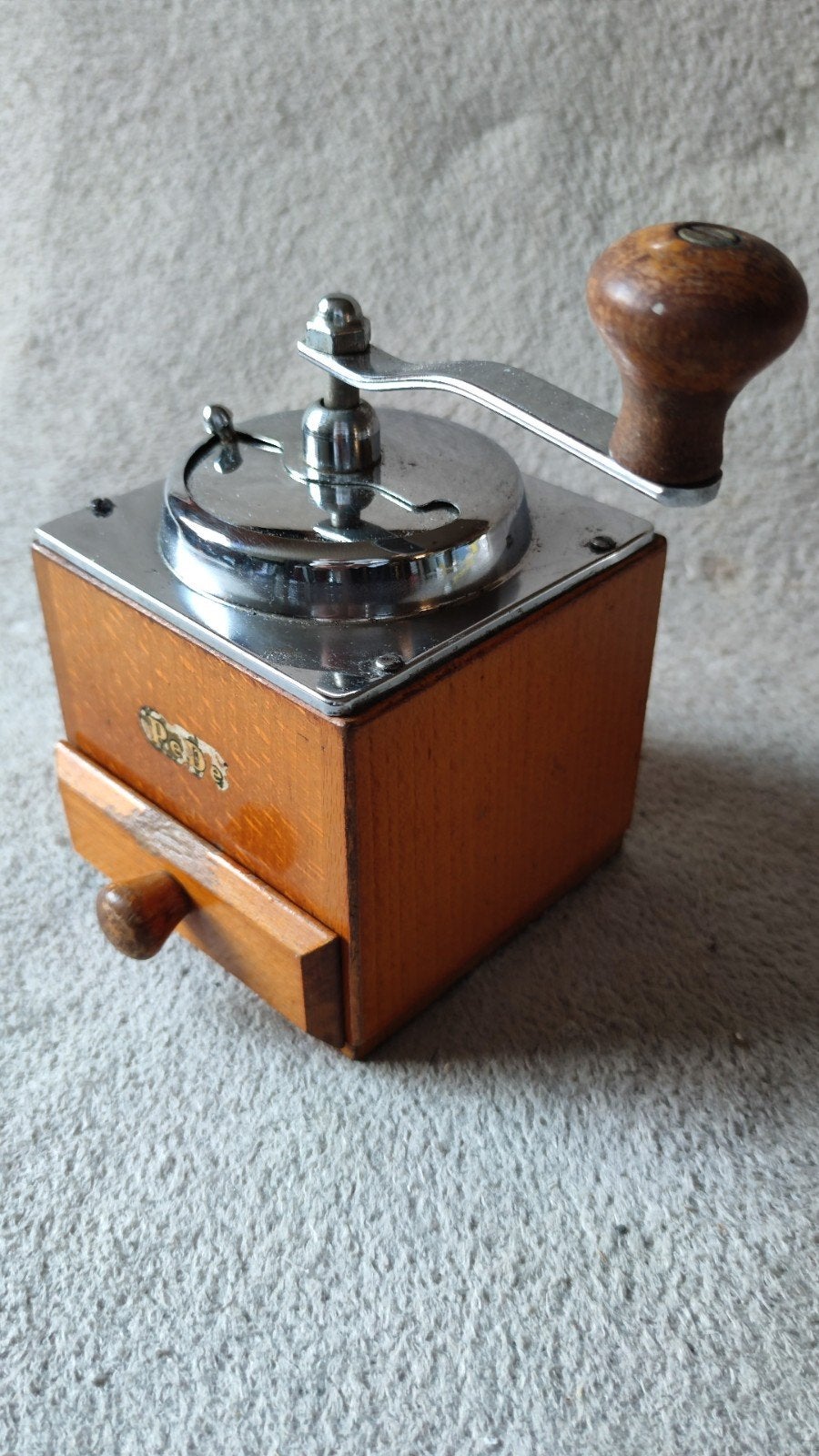 Vintage PeDe Koffiemolen - Houten Handmolen, Ophalen of Verzenden