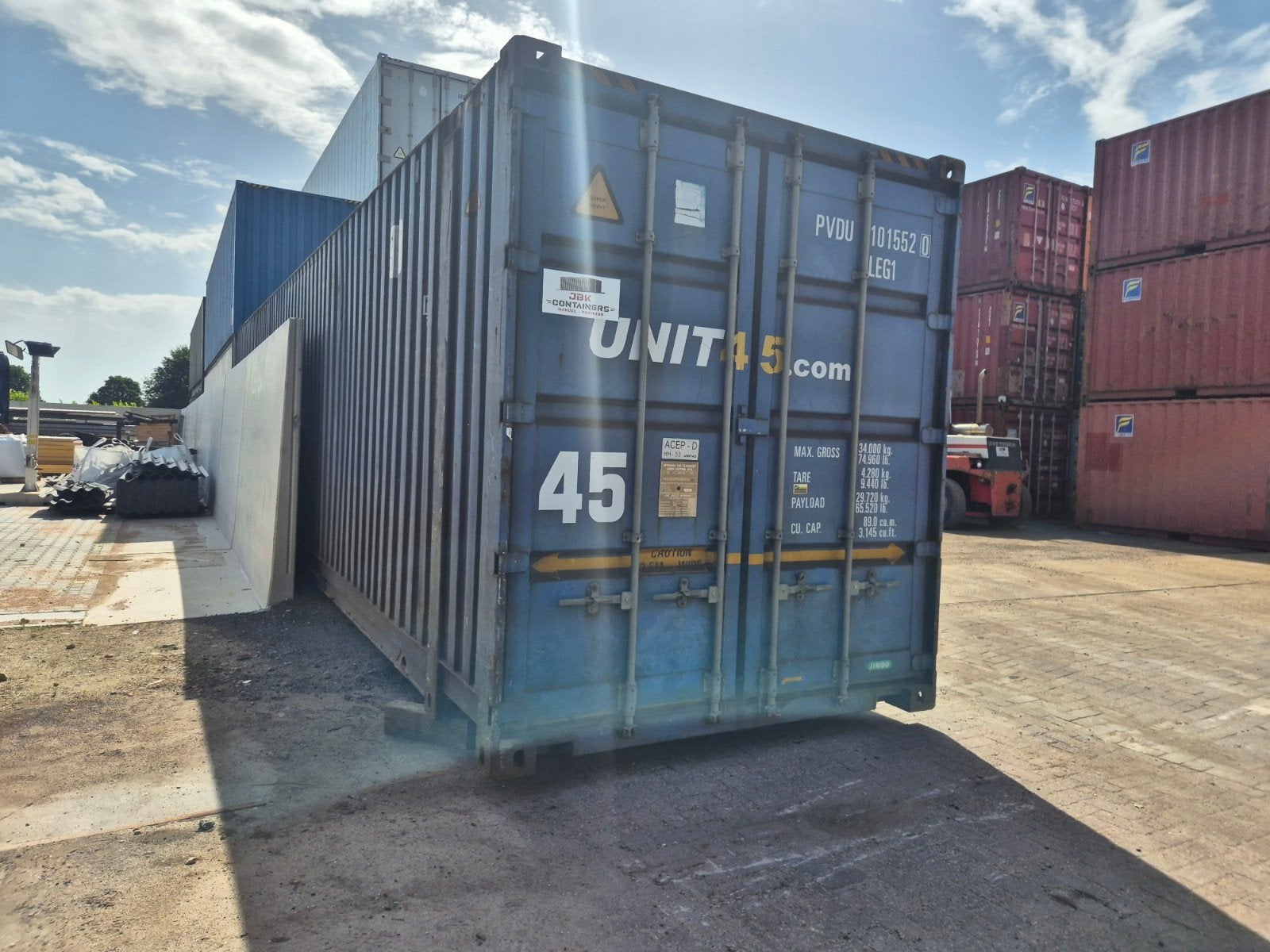 45ft highcube pallet-wide zeecontainer, zeer netjes, Ophalen of Verzenden
