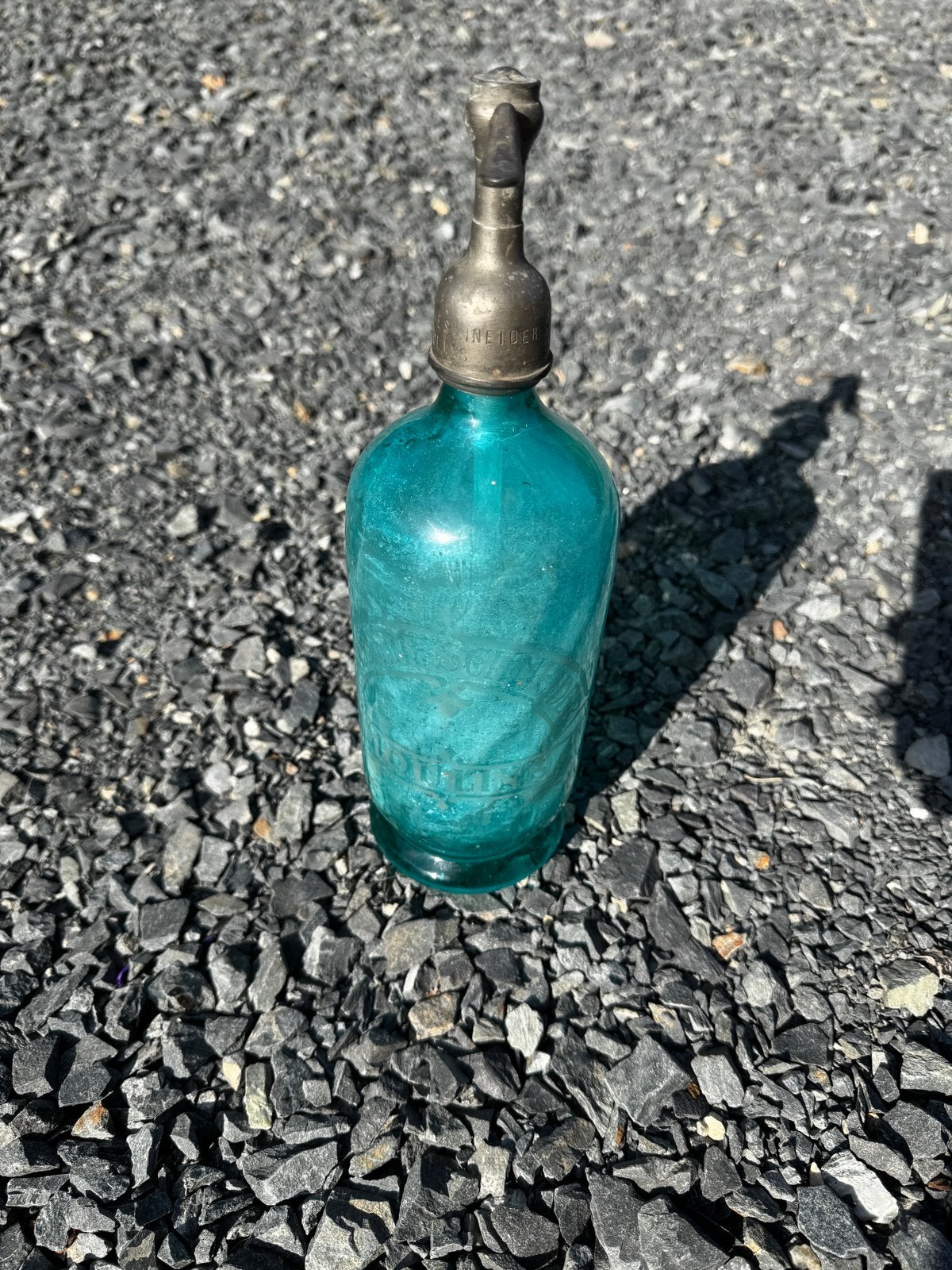 Antieke blauwe uranium glas spuitfles, Ophalen of Verzenden