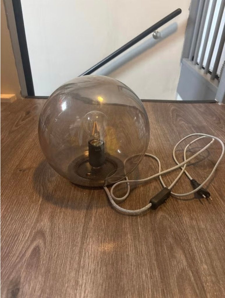 2 STUKS ROOKGLAS LAMPEN, Ophalen, Zo goed als nieuw, Glas, Minder dan 50 cm