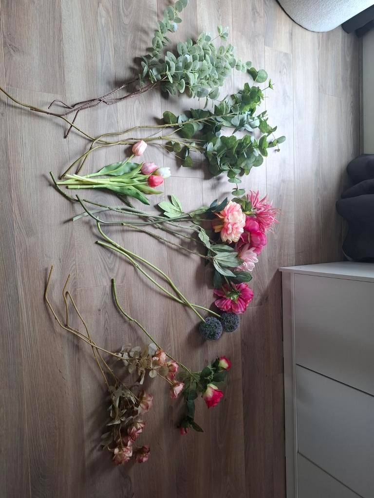 Diverse Kunstbloemen en Kunsttakken, Binnen, Gebruikt, Roze, Ophalen of Verzenden