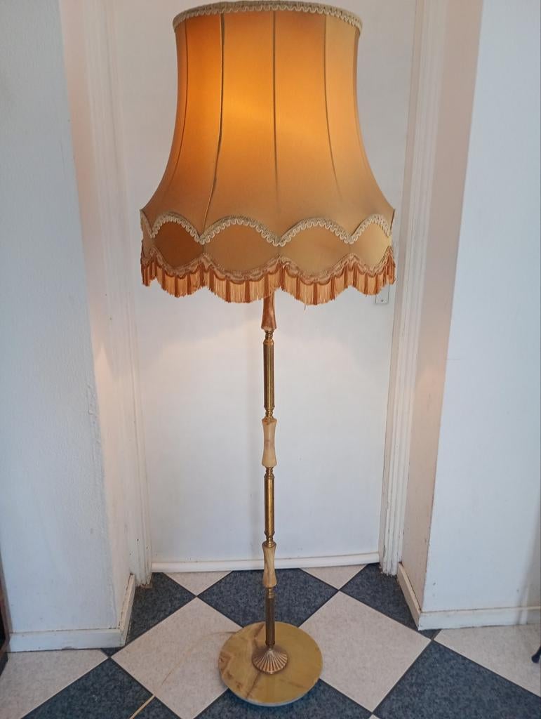 Vintage Staande Lamp met Gouden Kap, Ophalen, Gebruikt, Overige materialen, Vintage, Klassiek