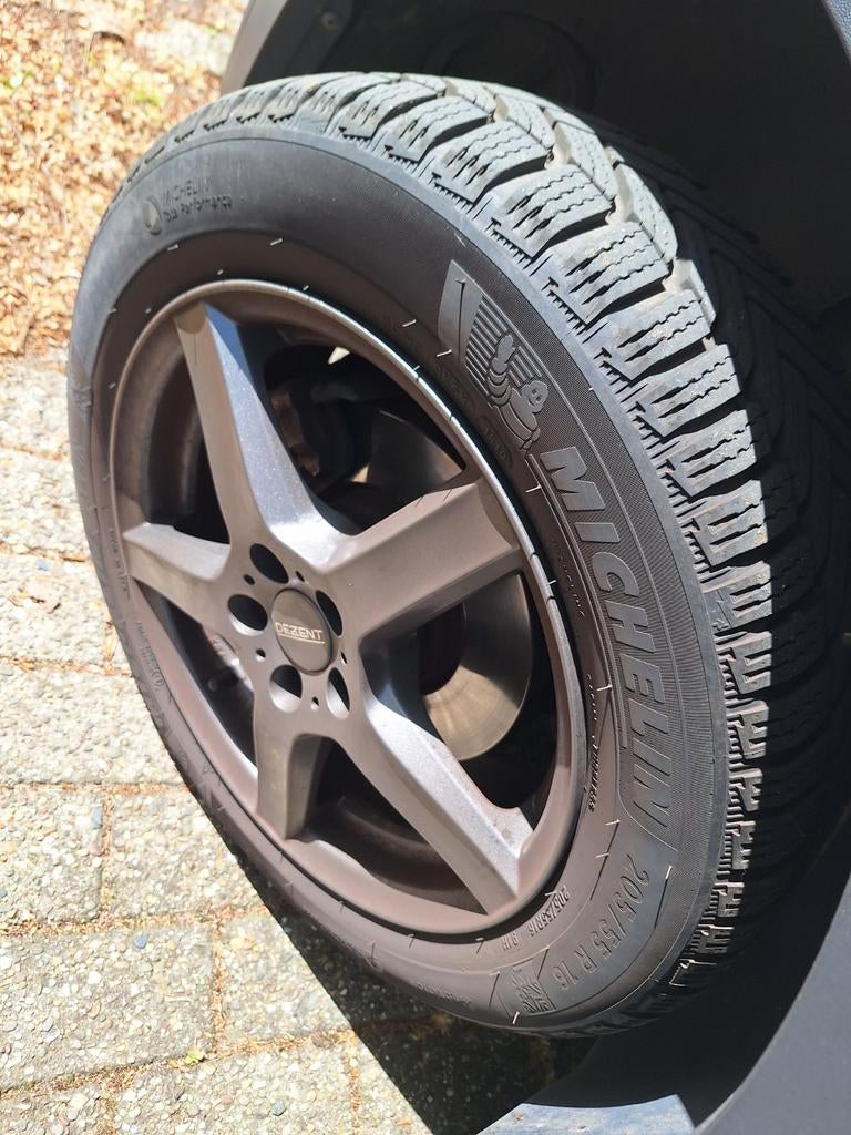 Michelin Alpin 6 Winterbanden 205/55 R16 met velgen, Auto-onderdelen, Banden en Velgen, Gebruikt, 16 inch, Band(en), Personenwagen
