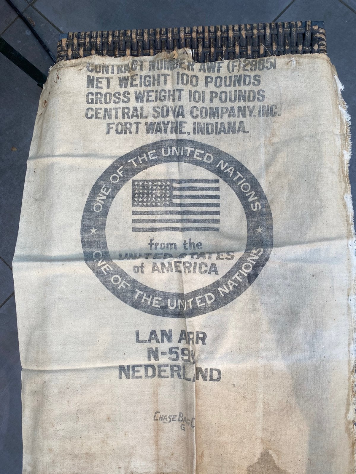 Oude meel’zak’ , Nederland, Indiana doek / linnen, Antiek en Kunst, Ophalen of Verzenden