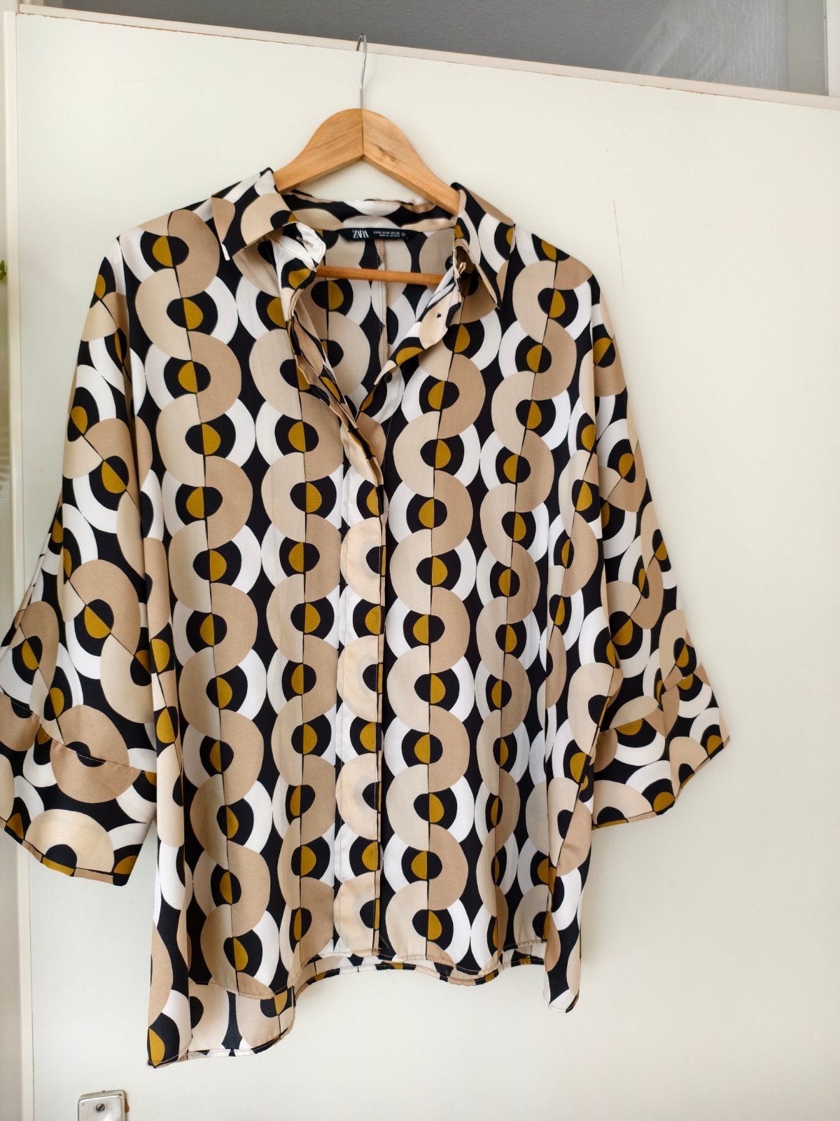 Zara Blouse met Geometrische Print - Maat M, Kleding | Dames, Maat 38/40 (M), Ophalen of Verzenden, Zo goed als nieuw, Zara