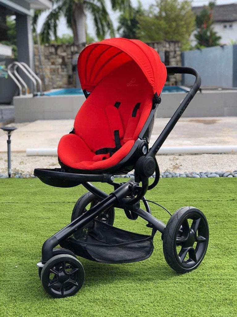 Kinderwagen Oranje Quinny, 3-wieler, zonnenscherm, voetrem, Kinderwagen, Luchtbanden, Zo goed als nieuw, Quinny