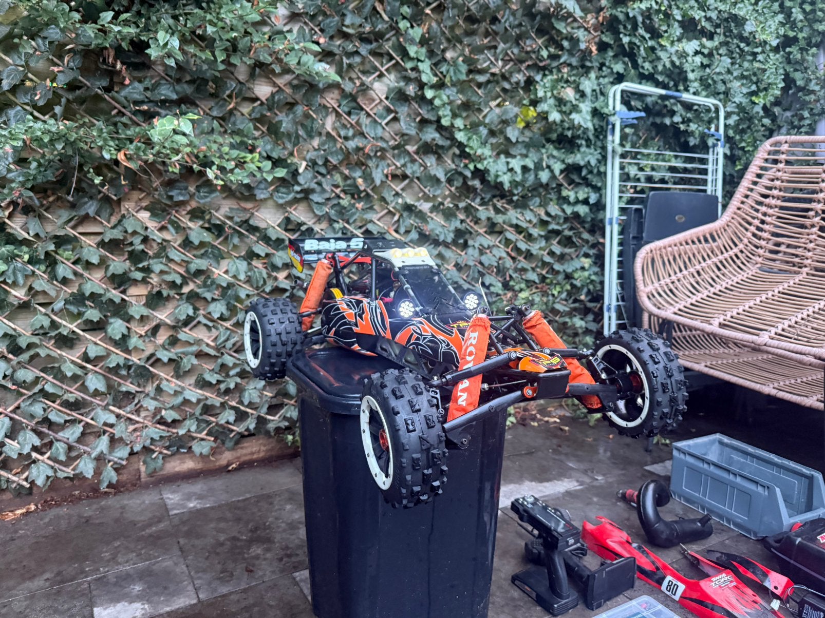 Hpi rovan Baja 5B 29cc Benzine RC Buggy + Extra Onderdelen, Hobby en Vrije tijd, Benzine, Gebruikt, Auto offroad, Ophalen of Verzenden