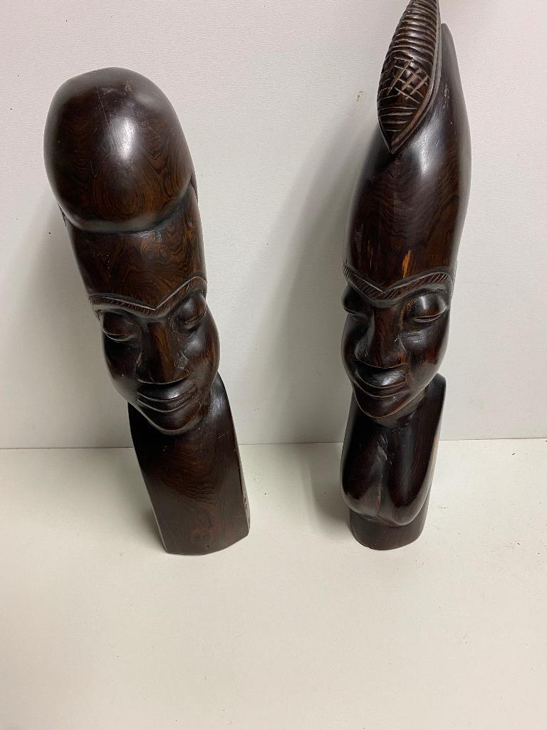 Uit hout gesneden borstbeelden, Antiek en Kunst, Kunst | Beelden en Houtsnijwerken, Art nouveau, Ophalen of Verzenden, Handgemaakt