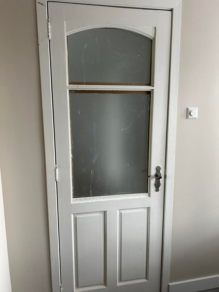 Binnendeur met glas, Ophalen, Gebruikt, Minder dan 80 cm, Binnendeur