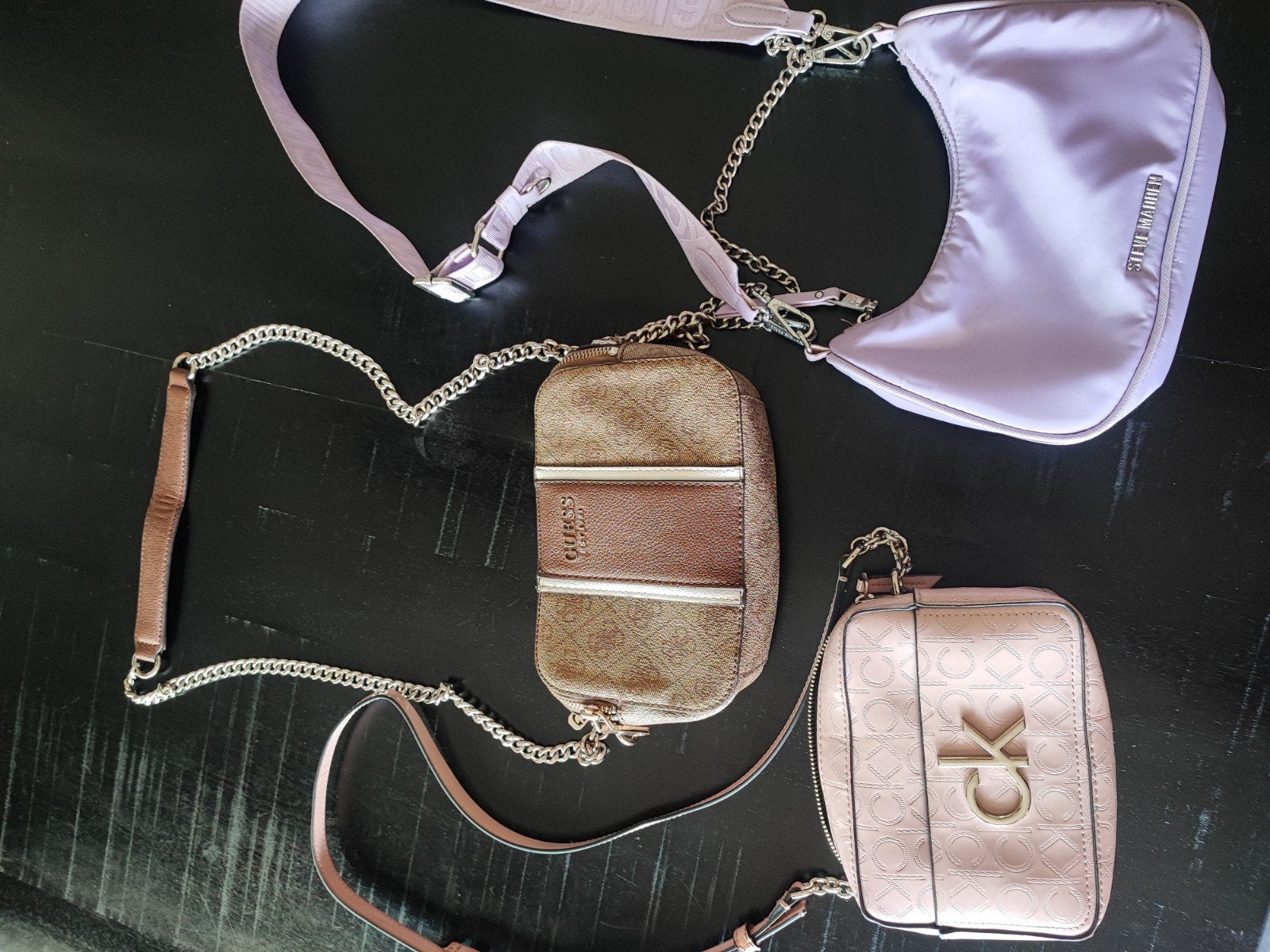 Set van 3 designer tasjes: Steve Madden, Guess, Calvin Klein, Ophalen, Zo goed als nieuw, Roze, Schoudertasje