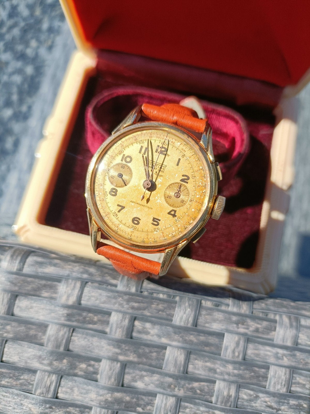 Vintage Heren Sporthorloge Pontiac ** Chronograaf Zie Fotos, Verzenden, Gebruikt, Geel, Android